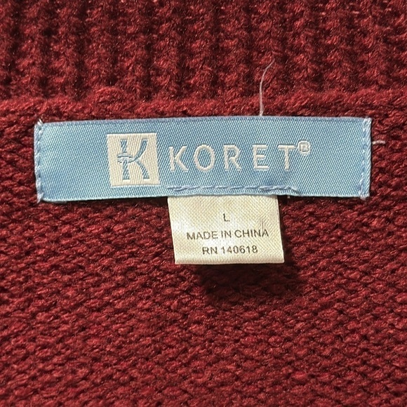 KORET Vintage Women’s Burgundy Knit Cardigan Size L - Picture 4 of 6